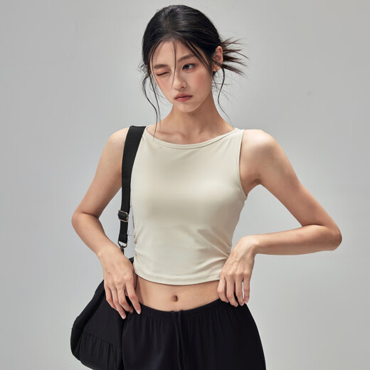 Fitness girl's new yoga strap chest pad outer wear running sports bra slimming Pilates training top ice crystal blue M