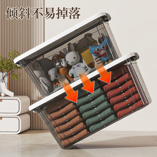 Portable storage box with lid storage box thickened plastic organizer car household toy storage box turnover box transparent black mini 22*16*12cm