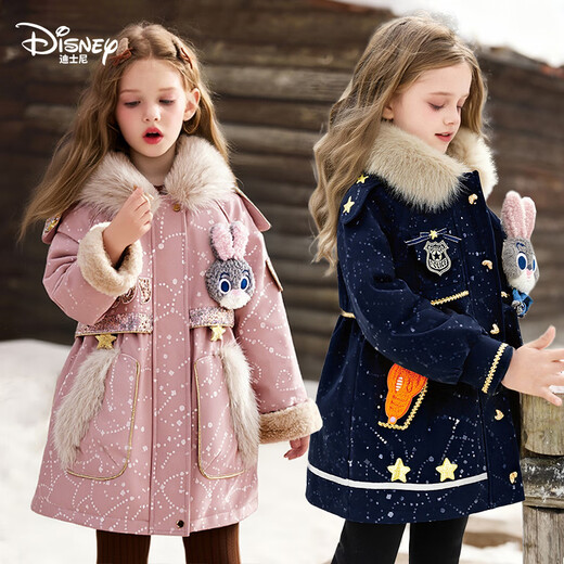 Disney Baby Girls Jacket Autumn and Winter 2026 New Children's Zootopia Hooded Jacket Thickened Children's Clothes Cotton Clothes