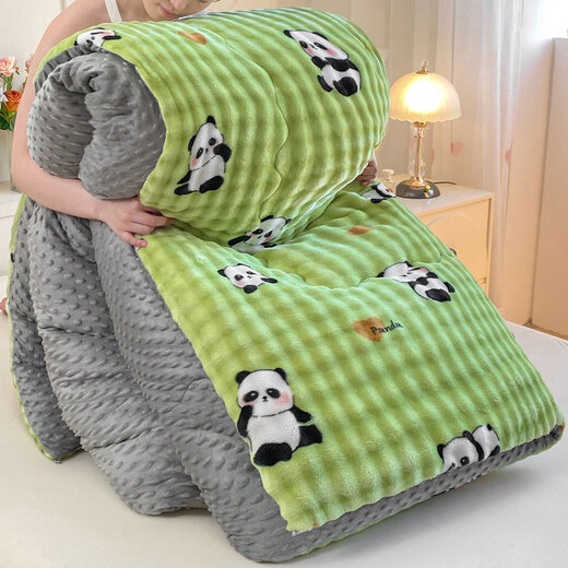 Fantasy thickened beanie fleece rabbit plush quilt, autumn and winter children's quilt, winter quilt, single dormitory learning blanket, panda rabbit fleece beanie quilt 110x150cm 2Jin Jin equals 0.5 kg single beanie quilt