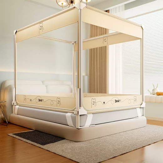 Yusenyi 2025 New Lift Bed Fence Mosquito Net Anti-mosquito and Anti-fall for Home Bedroom Baby and Child to Prevent Bed Falling 17-Whale Gray Sheet Sheet Sheet-Dust-proof Top (Upgraded Big Footrest (Mom’s first choice to stabilize the bed fence) If not anti-fall, free return
