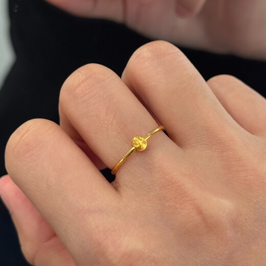 Chow Tai Fook sparkling cat eye pure gold ring as a gift (labor cost 180) No. 12, about 0.9g EOF1982
