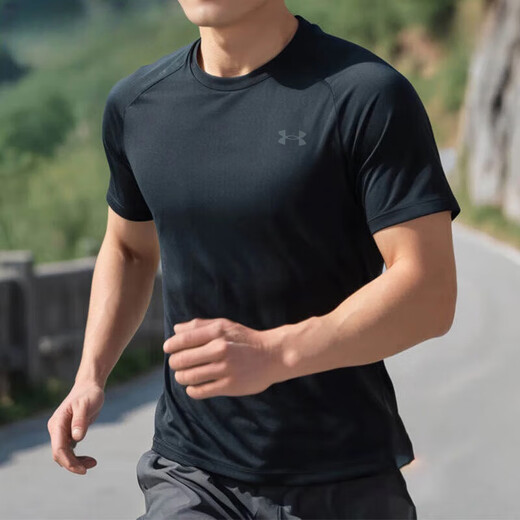 Under Armor (UNDERARMOR) short-sleeved T-shirt for men 25 spring new sportswear running fitness training bottoming shirt elastic breathable round neck T-shirt [elastic quick-drying] [Tech fabric] main recommendation L (175/96A)