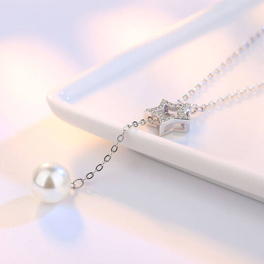 Shijanu s925 silver shell pearl pendant clavicle chain female Korean temperament fashion rose gold choker choker necklace rose gold necklace