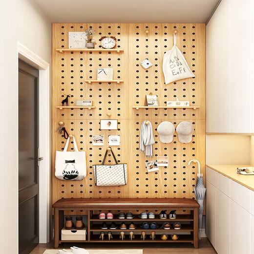 L AMAVO perforated board storage rack without punching holes on the wall solid wood desk partition accessories entrance wall blocking decorative storage rack accessories cartoon small flowers + colorful matchsticks 6 each Default