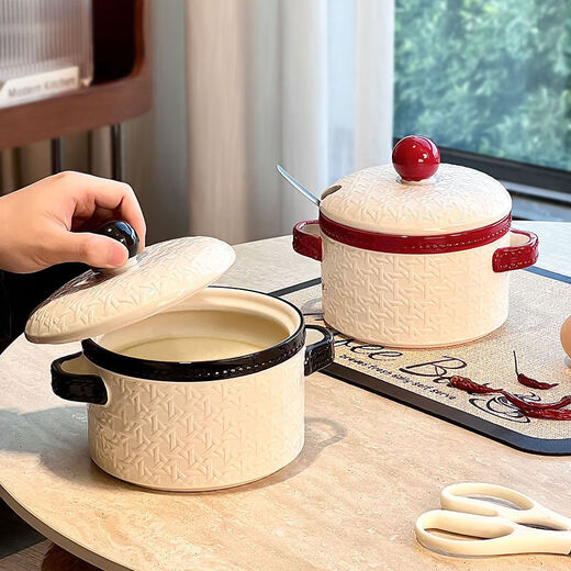 FANCYCHIC lard jar household kitchen ceramic high temperature resistant large capacity braided meat oil jar with lid braided lard jar 1.2L black with spoon no Specifications