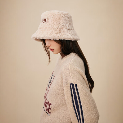 MMOPTOP letter plush fisherman hat for women in autumn and winter, large head circumference, face-showing small hat, warm plus velvet basin hat