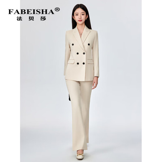 Fabersa high-end business suit for women autumn and winter professional temperament commuting small double-breasted suit jacket for women suit + small pants two-piece set (color can be noted) 3XL