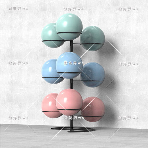 Yoga ball rack, multi-layer yoga studio storage rack, gym storage equipment for hemispheres, large Pilates black, can hold 9 55CM yoga balls