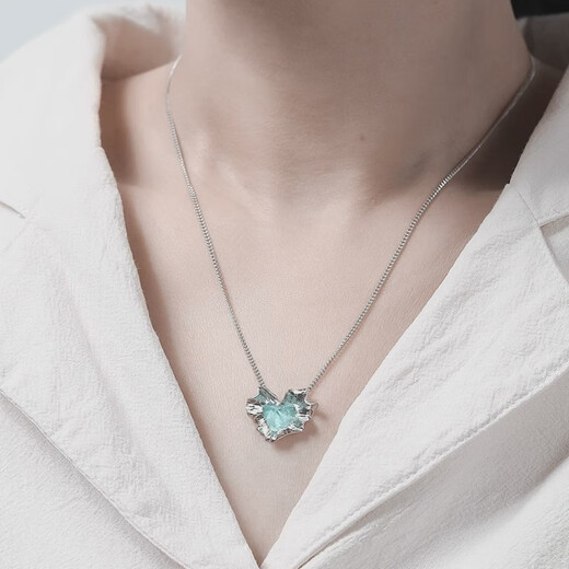 Pleated Love Sterling Silver Necklace Light Luxury Women's Niche Design Exquisite High-end Valentine's Day Birthday Gift Tanzanite Purple