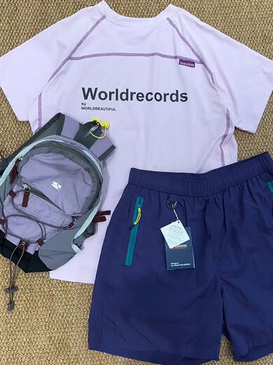 Pink and purple Hasselblad line sun protection short-sleeved shirt for men and women summer tennis badminton quick-drying clothing cycling suit sports suit pink and purple short-sleeved + purple shorts upgraded version M M