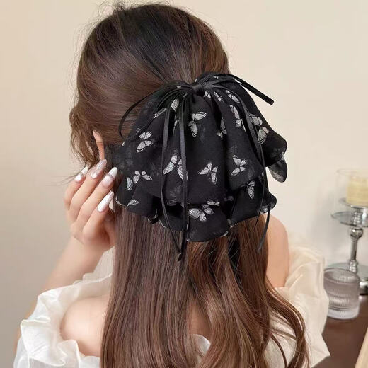 Chimera (CHIMERA) butterfly streamer hairpin showing hair volume, lazy hair grabber at the back of the head, half-tied ponytail hairpin hairpin girl birthday gift