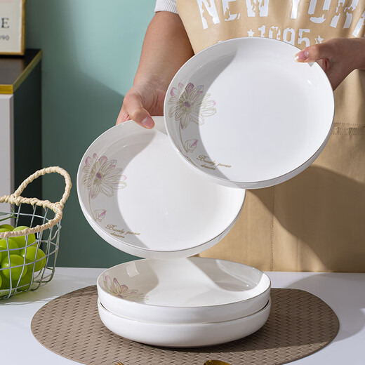 Huaiyi Porcelain HUAIYI2026 Ginkgo Leaf Nest Plate Ceramic Tableware High-Looking Large Rice Plate Home Plate Wedding Gift Spring Warm Flowers Blooming 8.5-inch Nest Plate 4