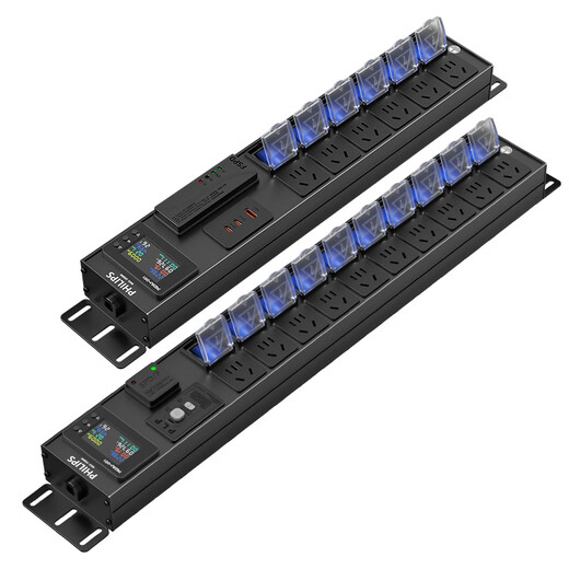 Philips (PHILIPS) PDU plug-in strip gaming desktop socket filter plug-in strip audio lightning protection anti-surge leakage protection socket rotating bracket sub-control 10 sockets 1.5 flat wire diameter free cable manager + traceless nails