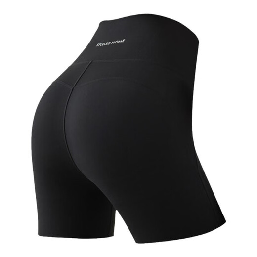 Five-point yoga pants women's outer wear summer thin high-waisted belly-control butt-lifting tight fitness running sports cycling shorts black-five points S
