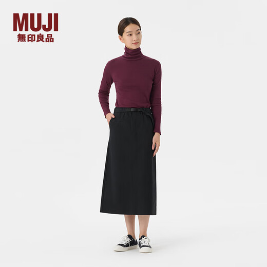 MUJI women's mercerized twill narrow skirt long skirt women's autumn skirt BEY02C4A black M (160/66A)