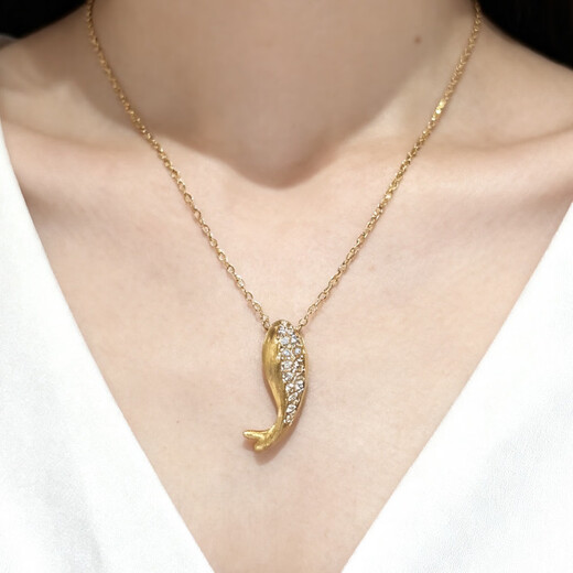 18K gold diamond koi pendant studded with diamonds, shining good luck gift for girlfriend’s birthday, yellow