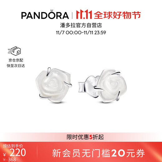 PANDORA Snow Reflecting Rose Earrings White Elegant High-end Fashion Niche Design Birthday Gift for Girlfriend