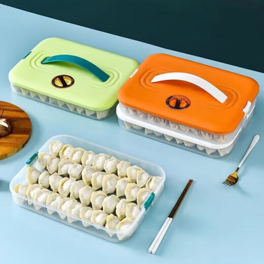 Jidaocook dumpling box large-capacity partitioned refrigerator special storage and organization kitchen cold quick-frozen wonton sealed storage crisper single layer with lid - holds about 40 dumplings apple green non-stick bottom anti-freeze cracking