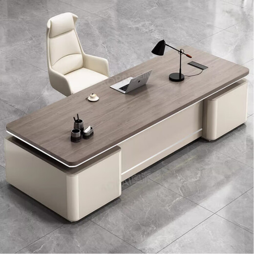 Desk Boss Desk Simple Modern Double Cabinet Mobile Cabinet Office Manager President Desk and Chair Combination Desk 1.8*0.8 Meter Boss Desk (Installation Included)