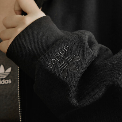 Adidas 2025 New Knitted Sports Hooded Jacket Jacket for Men and Women Autumn Adidas Clover Black L