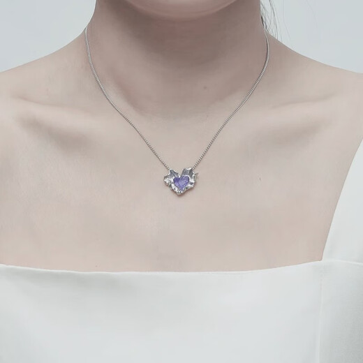 Pleated Love Sterling Silver Necklace Light Luxury Women's Niche Design Exquisite High-end Valentine's Day Birthday Gift Tanzanite Purple