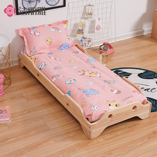 Customized kindergarten quilt cover, cotton children's mattress cover, mattress cover, cartoon baby pad, quilt cover, single quilt, pink Peggy cushion cover 100cm * 56cm