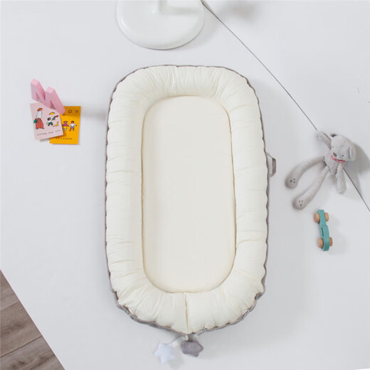 Shijanu Baby Sleeping Bed Portable Newborn Bird's Nest Anti-Stress Sleeping Magic Device Foldable BB Anti-jumping Full Surround - Gray Beige (Suitable for 0-1 Years Old)