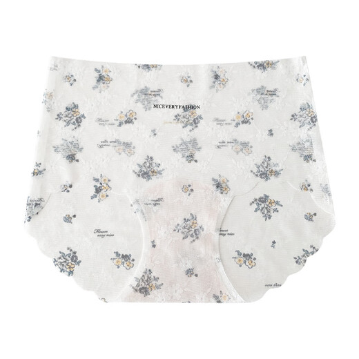 Universal Floral Party Japanese Sweet Girls Underwear Seamless Lace Breathable High Waist Briefs Light Yellow Flower One Size