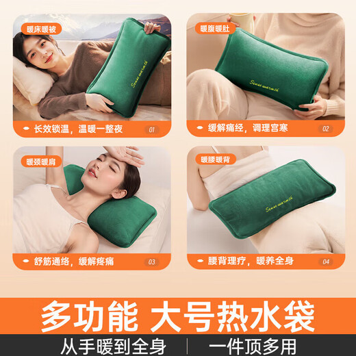 Rechargeable hot water bottle, electric water bottle hand warmer, explosion-proof baby warmer, national standard cute hot water bottle, palace warmer and waist warmer bag, mini quilt warmer, automatic power-off electric warmer, thick plush velvet, removable and washable/khaki brown