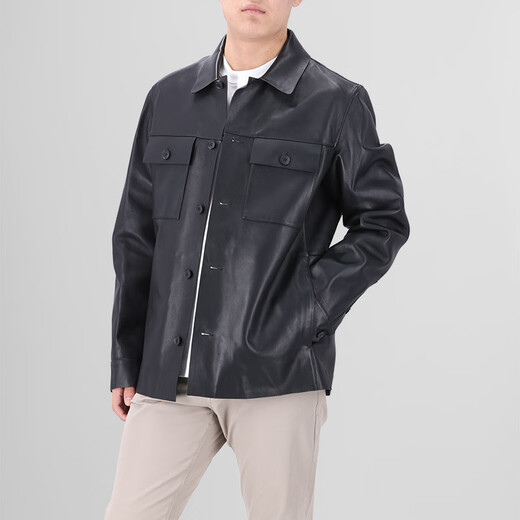 Мужская повседневная кожаная куртка в стиле рубашки BOSS, черная, один размер подходит всем 46