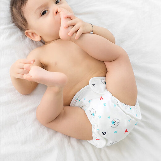 Baby diaper pants waterproof and anti-leakage washable pure cotton breathable newborn baby fixed diaper changing pad or pants 1 pair of Blue Rabbit diaper pants 1 pack Small size Recommended baby weight 5-11 Jin Jin equals 0.5 kg Medium size Recommended baby weight 10-18 Jin Jin equals 0.5 kg