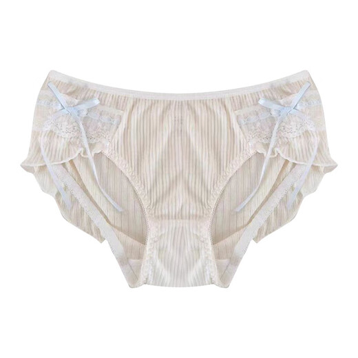 Universal Japanese simple pure cotton low-waist girls' underwear, breathable and comfortable, solid color bow new style, apricot + yellow + black, 12% off for orders of 5 pieces L