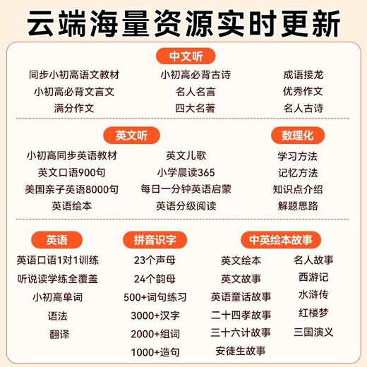 Mingxiaotang (MINGXIAO) AI time treasure machine student voice time butler synchronizes primary school and high school teaching materials, early education learning artifact, learning alarm clock + eye protection screen + voice wake-up + timer function, primary school and high school synchronous teaching materials + pinyin literacy + English picture book + story