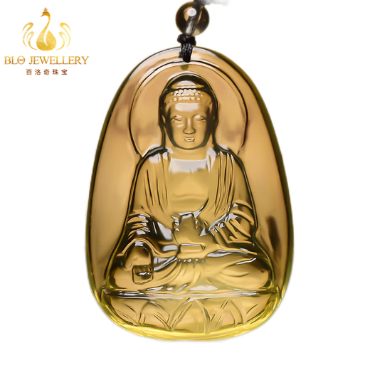 Bailuoqi Natural Citrine Native Buddha Pendant Necklace Men's Puxian Bodhisattva Twelve Zodiac Dragon and Snake Amulet Pendant Citrine Rabbit Manjushri Bodhisattva with Bead Chain