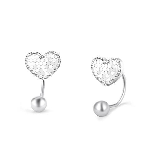 Wanfulong pt950 platinum love honeycomb light pearl platinum U-shaped earrings 2025 new hot style high-end gift for girlfriend Platinum pt950 love light pearl earrings 3.4g