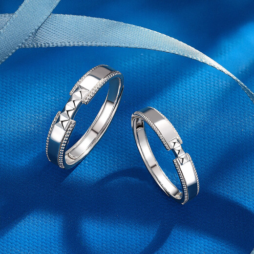 Wanfulong Platinum PT950 Ring Platinum Couple Style Pair Ring Live Mouth Adjustable Gift for Girlfriend’s Birthday Can Be Customized One Thing One Certificate Supports Appraisal You will be compensated 10% for a fake one
