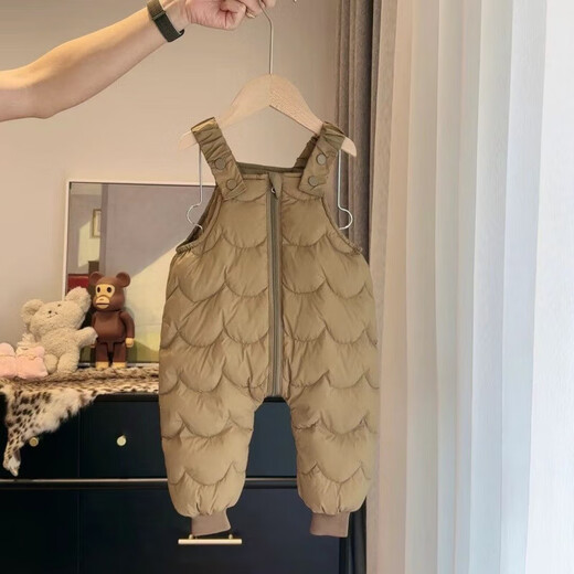 Aigechen baby down overalls new national standard 90 white duck down overalls winter male and female baby jumpsuits baby pull black one size 73