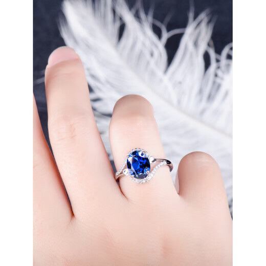Xidian sapphire ring s925 silver women's style fashionable personality Korean version with diamonds simple sterling silver tanzanite diamond mother's model sterling silver sapphire ring + certificate, live finger ring adjustable