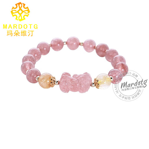 MARDOTG Strawberry Crystal Bracelet for Women Pixiu Pink Crystal Bracelet Peach Blossom Birthday Gift for Best Friend