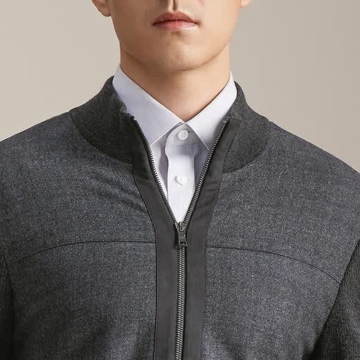 YOUNGOR sweater jacket men's all-wool stand-up collar zipper cardigan all-wool knitted wool matching 2025 shopping mall same style dark gray YWQW615274CKA L 105cm (recommended 145-165Jin Jin equals 0.5 kg)