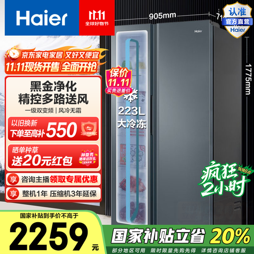 Haier/Haier refrigerator double door 616 liter side-by-side air-cooled frost-free dual frequency conversion first-class energy-saving large-capacity household refrigerator BCD-616WGHSSEDC9