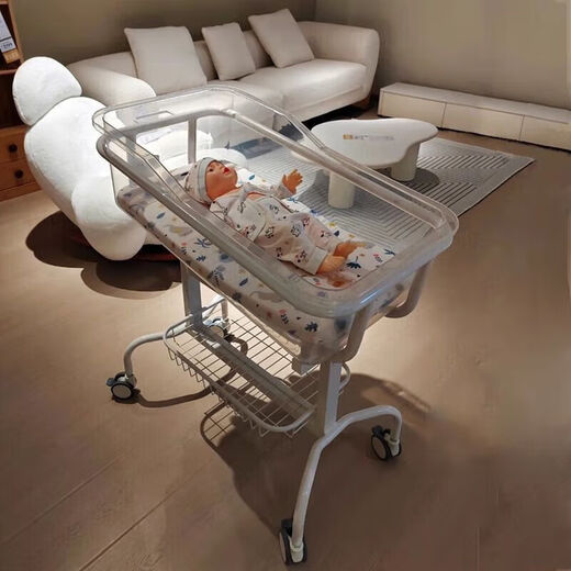 General Electric (GE) medical crib, confinement center stroller, medical same style hospital crib, newborn stroller, baby urine (disassembly model), white translucent basin, single-sided wheel, mosquito net mattress