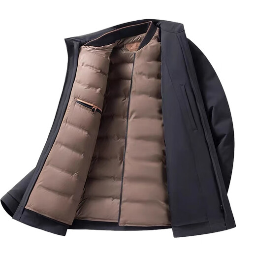 Jiumuwang Men's Goose Down Down Jacket 2025 Winter New Middle-aged Business Executive Lapel Warm Jacket Black (Goose Down Liner Removable) M 170 (Suitable for Weight 100-120 Jin Jin is equal to 0.5 kg)