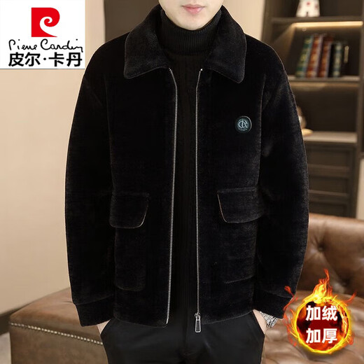 Pierre Cardin 2024 autumn and winter new high-end woolen jacket men's loose thickened warm woolen jacket men's khaki XL