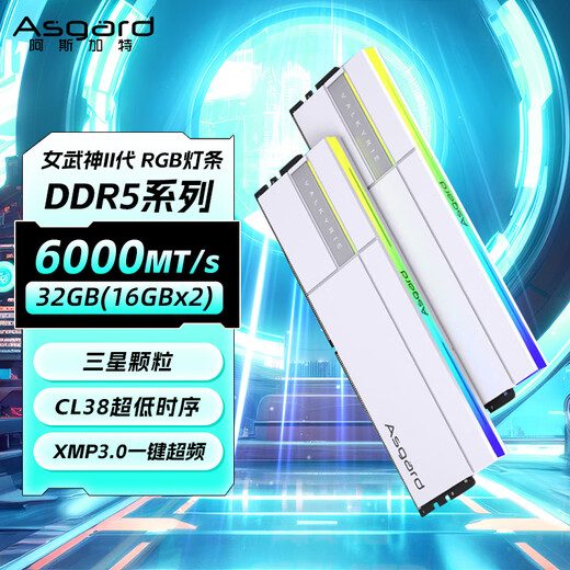 Asgard 32GB (16GBx2) DDR5 6000 desktop memory Valkyrie II RGB light strip Samsung particles CL38 Polar White