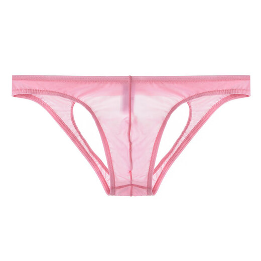 Royal sister-like ice silk double thong men's transparent underwear, men's back empty butt lift, seamless low waist, sexy short for boys, white M, one size fits all
