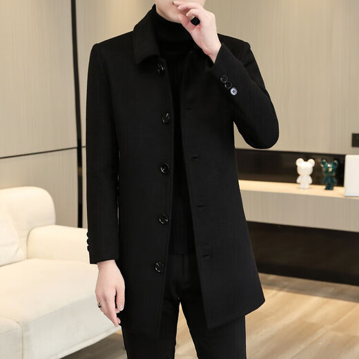 JOEONE овечье шерстяное пальто осень-зима средней длины 2025 новое мужское шерстяное пальто с лацканами средней длины для мужчин флагманский официальный серый хлопок L 175