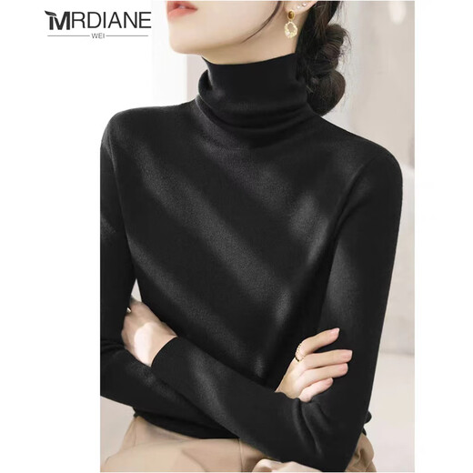 Mrdiane wei turtleneck sweater women's wool sweater fashionable inner layer warm women's bottoming shirt top black one size