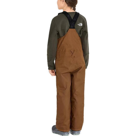 The North Face children's clothing solid color outdoor waterproof and warm suspenders children's ski pants for boys and girls brown brown L